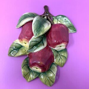 Vintage Home Interiors Red Apples Sonoma Villa Wall Plaque Ceramic Kitchen Decor